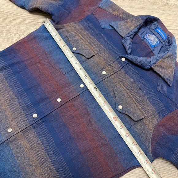 Vtg Pendleton Wool Brushpopper Western Shirt Pearl Snap Stripe USA Women’s LG - Picture 5 of 8
